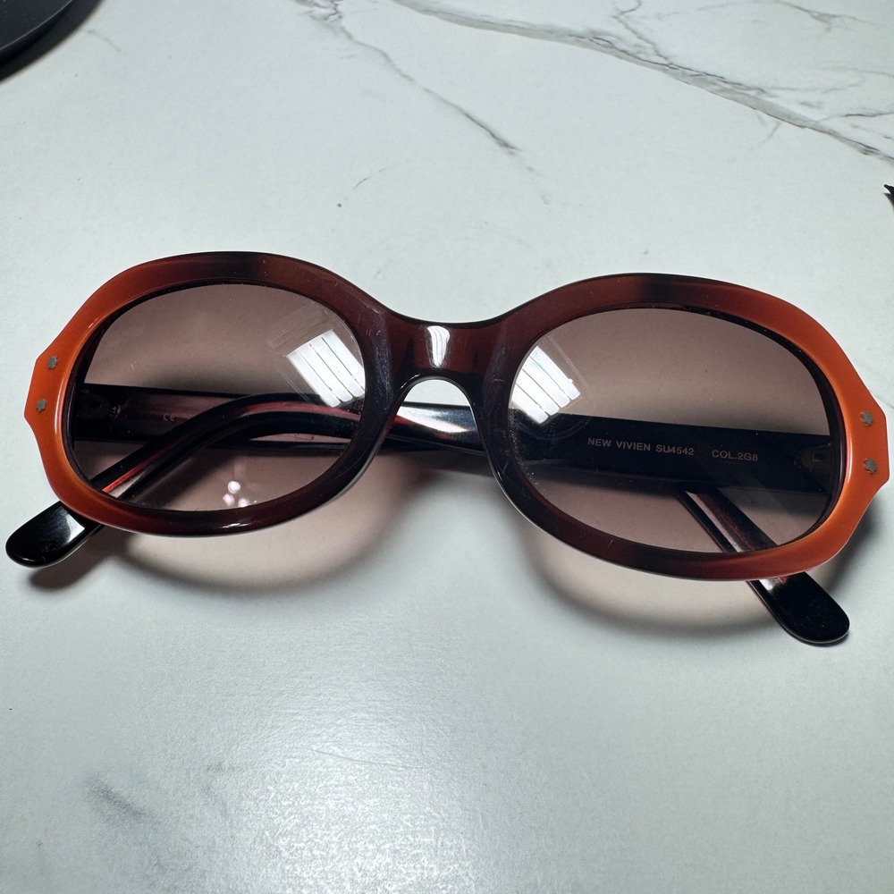 Furla New Vivien SU4542 Sunglasses Made in Italy Tortoise Orange Oval Frames